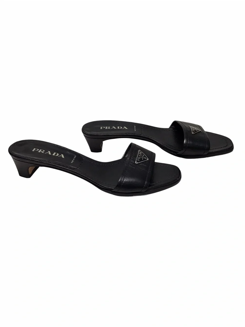 Prada Black LogoTriangle Slide Mules - Picture 4 of 7
